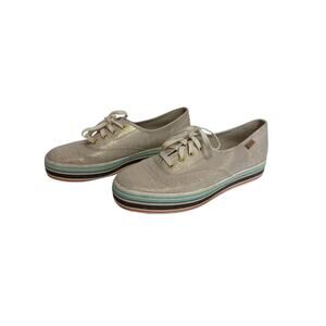 Keds Foxing Triple Stripes Teal Brown Orange Brushed Metallic Gold Sneakers